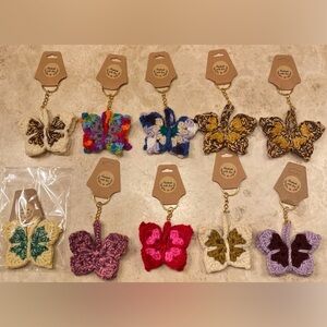 Bulk of 10 3D crochet butterfly Keychains